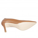 Escarpin à bout pointu pour femmes en cuir cognac avec talon 7 - Pointures disponibles:  31, 32, 43, 45