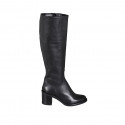 Bottes pour femmes avec fermeture éclair et bout rondu en cuir noir talon 7 - Pointures disponibles:  32, 34, 35, 43, 44