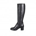 Stivale da donna con cerniera e punta tonda in pelle nera tacco 7 - Misure disponibili: 32, 34, 35, 43, 44