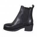 Stivaletto da donna in pelle nera con elastici con tacco 6 - Misure disponibili: 35, 43, 44, 45