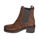 Woman's ankle boot in brown suede with elastic bands with heel 6 - Available sizes:  35, 42, 45