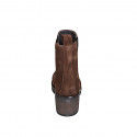 Woman's ankle boot in brown suede with elastic bands with heel 6 - Available sizes:  35, 42, 45