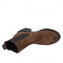 Woman's ankle boot in brown suede with elastic bands with heel 6 - Available sizes:  35, 42, 45