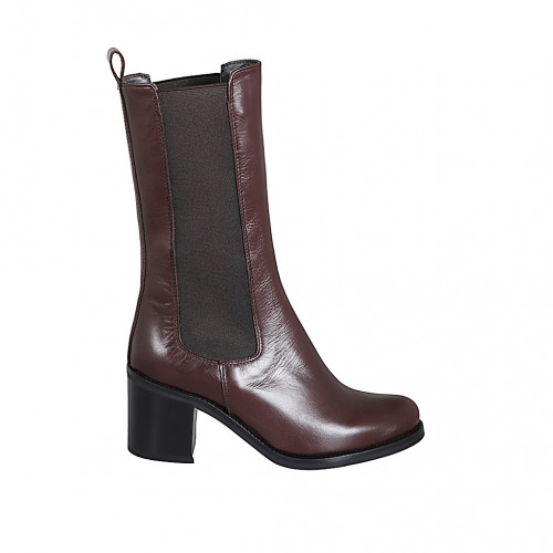 Hohe Damenstiefelette mit runder...