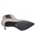 Stivaletto a punta da donna in pelle tortora con elastico e cerniera tacco 7 - Misure disponibili: 32, 35, 42, 43, 44, 46, 47