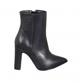 Bottines à bout pointu pour femmes en cuir noir avec fermeture éclair talon 10 - Pointures disponibles:  32, 34, 35, 42, 43, 44