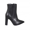Bottines à bout pointu pour femmes en cuir noir avec fermeture éclair talon 10 - Pointures disponibles:  32, 34, 35, 42, 43, 44