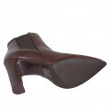 Stivaletto a punta da donna in pelle testa di moro con elastico e cerniera tacco 10 - Misure disponibili: 32, 35, 42, 43, 44, 45