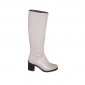 Bota para mujer con cremallera y punta redonda en piel gris perla tacon 7 - Tallas disponibles:  32, 35, 42, 43, 45