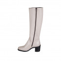 Bottes pour femmes avec fermeture éclair et bout rondu en cuir gris tourterelle talon 7 - Pointures disponibles:  32, 35, 42, 43, 45
