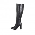 Bottes à bout pointu pour femmes en cuir noir avec fermeture éclair talon 10 - Pointures disponibles:  33, 34, 35