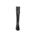 Woman's knee-high boot with back zipper and buckle in black leather heel 3 - Available sizes:  33, 35, 42