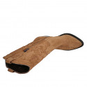 Bottes Texan pour femmes avec demi fermeture éclair et broderie en daim cognac talon 5 - Pointures disponibles:  32, 33, 34, 35, 43, 45, 47