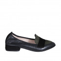 Mocassin pour femme à bout pointu en cuir noir et daim vert et noir talon 2 - Pointures disponibles:  32, 35, 42, 46