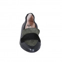 Mocassino a punta da donna in pelle nera e camoscio verde e nero tacco 2 - Misure disponibili: 32, 35, 42, 46