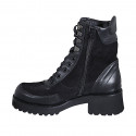 Stivaletto da donna stringato con cerniera in pelle e camoscio nero tacco 4 - Misure disponibili: 32, 33, 35, 42, 43, 44, 46