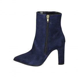 Bottines à bout pointu pour femmes en daim bleu avec fermeture Éclair talon 10 - Pointures disponibles:  33, 35, 42, 43, 46 2