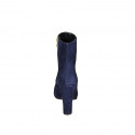 Woman's pointy ankle boot in blue suede with zipper heel 10 - Available sizes:  33, 35, 42, 43, 46