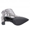 Botines puntiagudos para mujer en piel imprimida blanca y gris con cremallera tacón 10 - Tallas disponibles:  32, 33, 34, 42, 43, 44, 45, 46