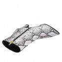 Woman's pointy ankle boot in white and gray printed leather with zipper heel 10 - Available sizes:  32, 33, 34, 42, 43, 44, 45, 46