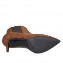 Woman's pointy ankle boot in light brown suede with elastic and zipper heel 7 - Available sizes:  35, 42, 43, 44, 45