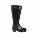 Bottes pour femmes en cuir noir avec fermeture Éclair et semelle du naturel caoutchouc talon 5 - Pointures disponibles:  34, 35, 43, 44, 47
