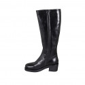 Woman's boot in black leather with zipper and natural rubber sole with heel 5 - Available sizes:  34, 35, 43, 44, 47