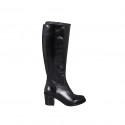Stivale da donna con elastico posteriore e cerniera in pelle nera tacco 7 - Misure disponibili: 32, 34, 35, 43, 45