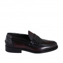 Mocassin Collège élégant pour hommes en cuir brossé bordeaux - Pointures disponibles:  36, 37, 38, 46, 47, 48, 49, 50, 51