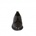 Men's plain derby lace shoe in brown leather - Available sizes:  36, 37, 46, 47, 48, 49, 50, 51, 52, 53, 54