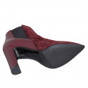 Woman's pointy ankle boot in maroon leather and suede with elastic and zipper heel 10 - Available sizes:  32, 34, 35, 42, 43, 44, 46