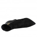 Stivaletto a punta da donna in pelle e camoscio nero con elastico e cerniera tacco 10 - Misure disponibili: 32, 33, 35, 42, 43, 45, 46