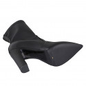 Stivaletto a punta da donna in pelle ed elasticizzato nero tacco grosso 10 - Misure disponibili: 34, 35, 43, 44, 45, 47