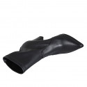 Woman's pointy ankle boot in black leather and elastic material block heel 10 - Available sizes:  34, 35, 43, 44, 45