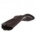 Bottes Texan pour femmes avec demi fermeture éclair et broderie en cuir marron foncé talon 5 - Pointures disponibles:  32, 33, 34, 43, 44, 45, 46