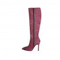 Bottes à bout pointu pour femmes en daim bordeaux avec fermeture Éclair talon 10 - Pointures disponibles:  33, 34, 35, 42, 43