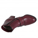 Bottines à bouts ronds avec fermeture éclair en cuir bordeaux et bordure en cuir noir talon 7 - Pointures disponibles:  32, 42, 44, 46