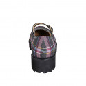 Escarpin Mary Jane pour femmes avec courroies en tissu tartan multicolor et cuir verni noir talon 4 - Pointures disponibles:  45