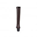 Bota para mujer con cremallera y elástico en piel marron oscuro tacón 7 - Tallas disponibles:  32, 33, 34, 35, 43, 44, 45