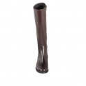 Bottes pour femmes avec fermeture Éclair et élastique en cuir marron foncé talon 5 - Pointures disponibles:  32, 33, 34, 35, 42, 43, 44, 46, 47