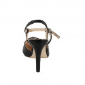 Slingback Mary Jane a punta para mujer en charol negro con correa tacon 9 - Tallas disponibles:  31, 32, 33, 34, 35, 42, 43, 44, 45