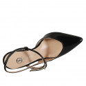 Woman’s pointy Mary Jane slingback in black patent leather with strap heel 9 - Available sizes:  31, 32, 33, 34, 35, 42, 43, 44, 45