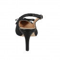 Slingback a punta da donna in tessuto e pelle nera con fiocco tacco 7 - Misure disponibili: 31, 32, 33, 34, 35, 42, 43, 44, 45