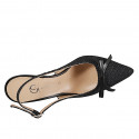 Slingback a punta da donna in tessuto e pelle nera con fiocco tacco 7 - Misure disponibili: 31, 32, 33, 34, 35, 42, 43, 44, 45