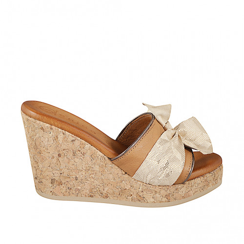 Woman's mule in cognac leather with...