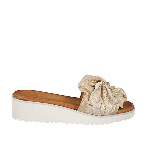 Woman's mule in beige suede with...