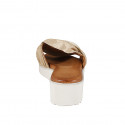 Mules pour femmes en daim beige avec platine imprimée et avec nœud, talon compensé 4 - Pointures disponibles:  32, 33, 34, 35, 42, 43, 44, 45