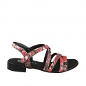 Sandales pour femmes à croiser lanières en cuir imprimé rouge et talon 2 - Pointures disponibles:  32, 33, 34, 42, 43, 44, 45, 46