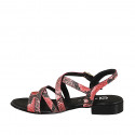 Sandales pour femmes à croiser lanières en cuir imprimé rouge et talon 2 - Pointures disponibles:  32, 33, 34, 42, 43, 44, 45, 46