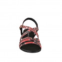 Sandales pour femmes à croiser lanières en cuir imprimé rouge et talon 2 - Pointures disponibles:  32, 33, 34, 42, 43, 44, 45, 46
